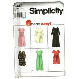 Simplicity 7443 Misses 6 to 10 Dress and Jumpsuit UNCUT Vintage Sewing Pattern